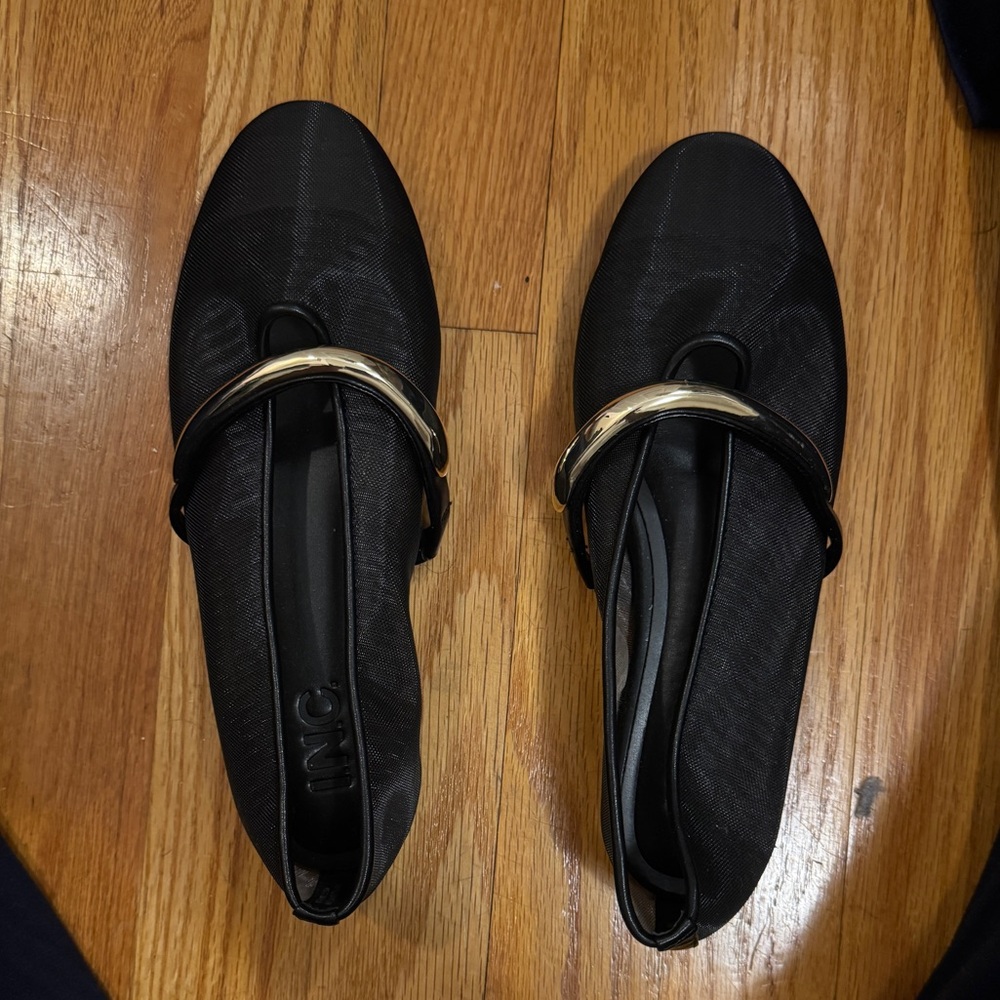 INC International Concepts Black Flats with Gold Detail
